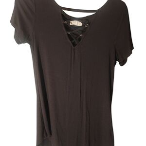 Black lace up shirt